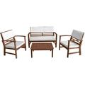 Popular Conversation Set Patio Furniture Patio Sofa Set Outdoor Chat Set 4-Piece Acacia Wood Outdoor Seating Set with Water Resistant Cushions and Coffee Table for Pool Beach Backyard Bal