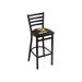 L004 - 25 Black Wrinkle Missouri Western State Stationary Counter Stool with Ladder Style Back by Holland Bar Stool Co.