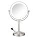 QCAI Lighted Makeup Mirror LED Vanity Mirror 1X/10x Magnifying Mirror Corded in Satin Nickel Finish