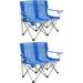 Outdoor Camping Furniture Beach Patio Sports 2 Person Double Folding Lawn Chair with Cup Holders Blue (2 Pack)
