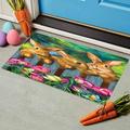 Front Door Mat Welcome Doormat- Easter Bunny Entrance Mat Low-Profile Floor Mat for Indoor/Outdoor/Home/Office L