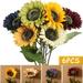 Large Silk Sunflowers Artificial Flowers 25 Long Stem Tall Artificial Sunflower 6PCS Fake Sun Flowers Bulk Rustic Faux Sunflowers with Stem for Home Wedding Party DÃ©cor