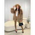 Tan Luxury Fur Mid Length Coat