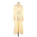 Vince. Casual Dress - Midi V-Neck Long sleeves: Ivory Solid Dresses - Women's Size X-Small