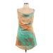 12th Tribe Casual Dress: Teal Tie-dye Dresses - Women's Size Large