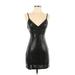 Shein Cocktail Dress - Party V-Neck Sleeveless: Black Solid Dresses - Women's Size 4