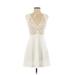 Lulus Cocktail Dress - Mini V-Neck Sleeveless: White Print Dresses - Women's Size Small