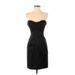 BCBGMAXAZRIA Cocktail Dress - Party Open Neckline Sleeveless: Black Print Dresses - Women's Size 0