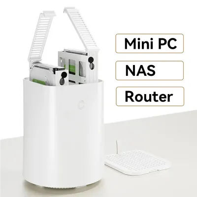 Routeur NAS Mini PC Ryzen 7 5700U DDR4 M.2 NVMe SSD 2x HDD 2.5 3.5 pouces RAID WiFi6 système