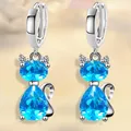 Boucles d'oreilles animaux pour femmes boucles d'oreilles créoles bijoux bleu aqua rose blanc