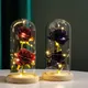 Lampe Rose Galaxie Artificielle avec Papillon et Fleurs LED Colorées Batterie en Verre 62 Cadeaux
