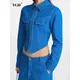 VGH-Vestes en jean monochromes pour femmes veste à revers manches longues amincissant poches