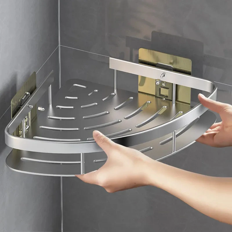 Étagère de salle de bain, organisateur de rangement de cuisine, support de shampoing en alliage d'aluminium, étagère de douche, accessoires de salle de bains, étagère sans perceuse