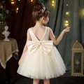 Robe de soirée perlée de luxe pour filles haut rose costume de cérémonie de mariage vêtements