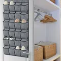 Sur le Porte-Chaussures avec 24 Poches Et 4 Crochets En Métal Mural Tissu Chaussure Porte-Sac