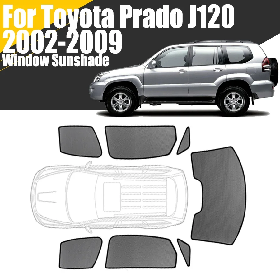 Pare-soleil magnétique personnalisé pour fenêtre de voiture, rideau en maille pour pare-brise avant, Toyota Land Cruiser Prado J120 2002-2009 SUV