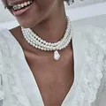 IngeSight. Z Punk Multi couches simulé perle collier ras du cou collier déclaration Boho à la main