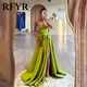 RFYR-Robes de Rhà paillettes A-ligne pour femmes robes de soirée en satin vert fente haute robes
