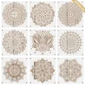 Pochoir de Mandala géométrique rond pour décoration grand modèle de 30x30cm pour travaux manuels