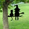 Piquet de jardin de sorcière et de chat mignon en fer, décor artistique de cour de branche, prise de souche d'arbre, pour cour de pelouse de jardin
