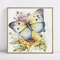 HUACAN-Analyste de broderie d'animaux papillon bricolage cadeau toile imprimée peinture à l'huile