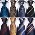 Hi-aught-Cravates élégantes à rayures bleues pour hommes boutons de manchette Handky messieurs