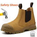 Bottes de sécurité en cuir véritable pour hommes chaussures de travail embout en acier bottes de