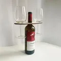 Porte-bouteille de vin et porte-verre Support de comptoir en bois pour deux verres et bouteille