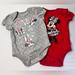 Disney One Pieces | Disney Baby Minnie Mouse Nb Short Sleeve Graphic Bodysuits Set Of 2 | Color: Gray/Red | Size: Newborn