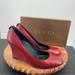 Gucci Shoes | Gucci Flame Red Leather Wedge Bali Kid Heel 39.5 9.5 | Color: Red | Size: 9.5