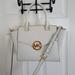 Michael Kors Bags | Michael Kors Hudson Leather Satchel | Color: White | Size: 14" X 9" X 5.5"