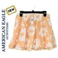 American Eagle Outfitters Skirts | New American Eagle Outfitters Peach White Floral Lined Mini Skirt Women’s M Nwt | Color: Orange/White | Size: M