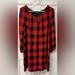 Madewell Dresses | Madewell Signal Buffalo Check Tunic Long Sleeve Red Plaid Dress Size L | Color: Black/Red | Size: L