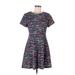 Plenty By Tracy Reese Casual Dress - Mini Crew Neck Short sleeves: Blue Dresses - Women's Size 8 Petite