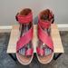 Free People Shoes | Free People Vale Boot Sandal Size 38/ 8 Us Bohemian Boho Leather Ankle Strap Red | Color: Red | Size: 8