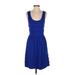 Dex Cocktail Dress - A-Line Scoop Neck Sleeveless: Blue Solid Dresses - Women's Size Small