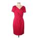 Reiss Cocktail Dress - Sheath V Neck Short sleeves: Burgundy Solid Dresses - Women's Size 10