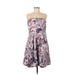 The Limited Casual Dress - Mini Open Neckline Sleeveless: Purple Print Dresses - Women's Size 12