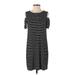 White House Black Market Casual Dress - Shift Cold Shoulder Short sleeves: Black Stripes Dresses - Women's Size Small