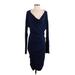 Athleta Casual Dress - Bodycon Cowl Neck Long sleeves: Blue Print Dresses - Women's Size Small