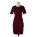 Alexia Admor Casual Dress - Sheath: Burgundy Solid Dresses - Women's Size Large