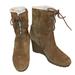 Michael Kors Shoes | Michael Kors Dark Caramel Leather Suede Wedged Rory Boot | Color: Tan | Size: 9.5