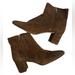 J. Crew Shoes | J. Crew Womens Brown Suede Ankle Boots Booties Block Heel Gold Side Zip Sz 11 | Color: Brown | Size: 11