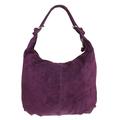 Girly HandBags Hobo Italian Suede Leather Shoulder Bag (Dark Purple)(Size: W 44, H 34 cm (W 17, H 13.5 inches)-variable depth)