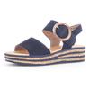 Keilsandalette GABOR, Damen, Gr. 37, blau (dunkelblau), Nubukleder, modisch, Schuhe, Sommerschuh, Sandale, Keilabsatz, mit großer Zierschnalle