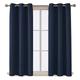 APEX FURNISHINGS Dim Out Eyelet Curtain 2 panel 66x90 Inches Navy – Soft Thermal Blackout Curtains for Bedroom Living Room with Tie Backs