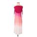 Young Fabulous & Broke Casual Dress - Midi Open Neckline Sleeveless: Pink Ombre Dresses - Women's Size X-Small