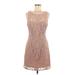 BB Dakota Cocktail Dress - Party Scoop Neck Sleeveless: Tan Solid Dresses - Women's Size 6