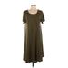 Lularoe Casual Dress - A-Line Scoop Neck Short sleeves: Brown Print Dresses - Women's Size Medium