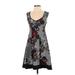 Maeve Cocktail Dress - A-Line Scoop Neck Sleeveless: Gray Floral Dresses - Women's Size X-Small